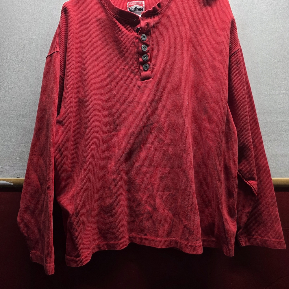Marlboro Red Long Sleeve Henley Tee